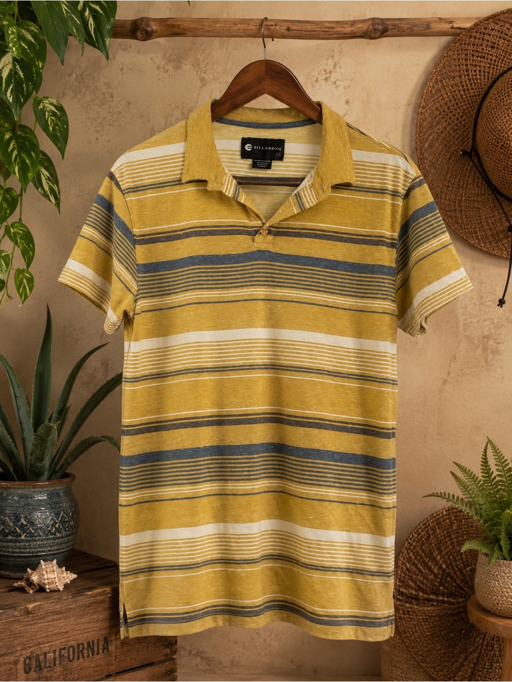 Billabong Men's Striped Polo Shirt